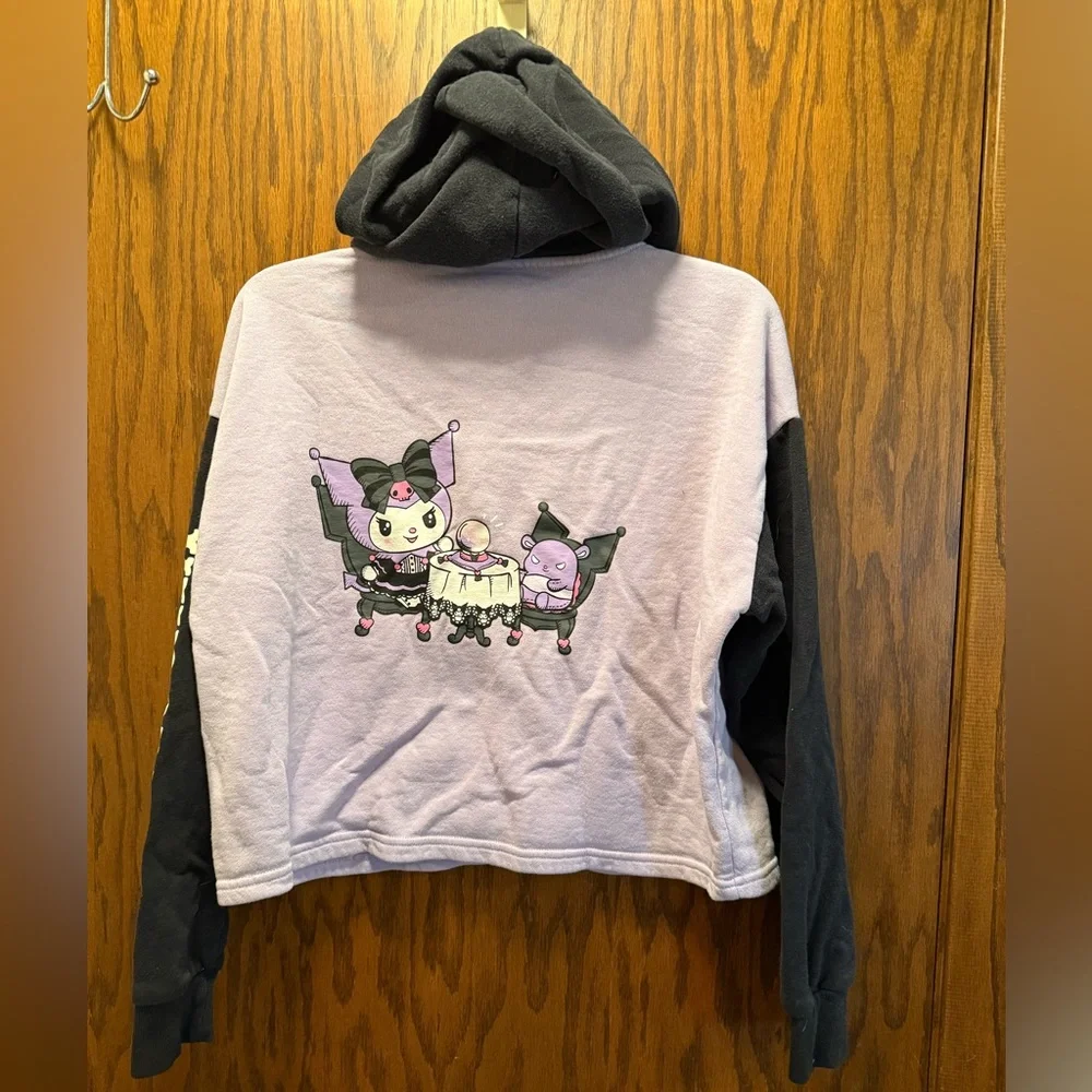 Two-Tone Zip-Up Hoodie with Graphic